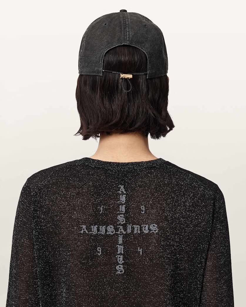 AllSaints Billie Cord Baseball Cap Women's Washed Black Women's