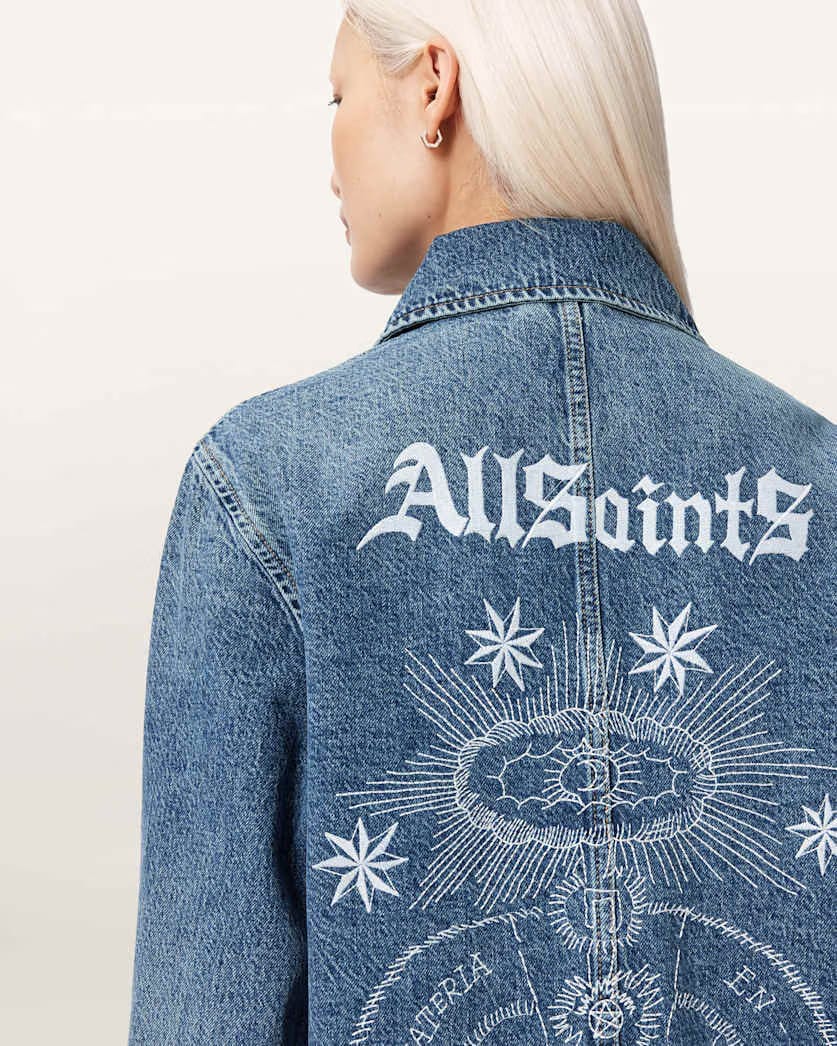 AllSaints Bex Oversized Denim Jacket Women's Mid Indigo Women's