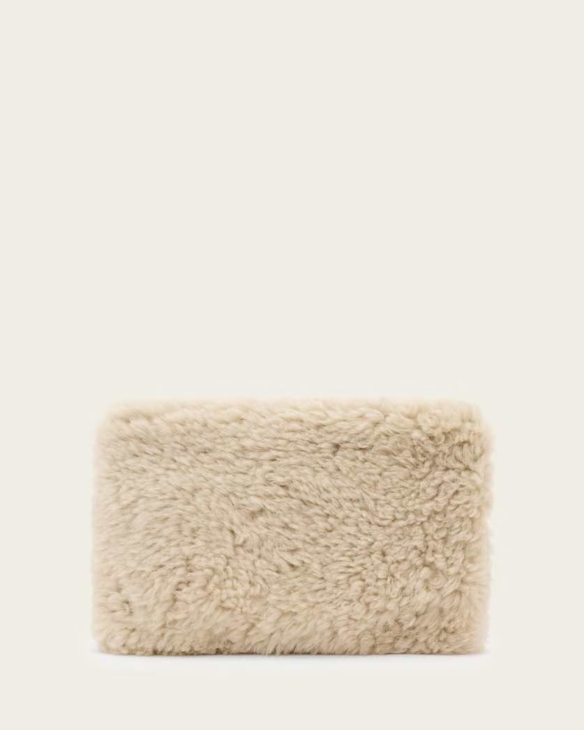 AllSaints Bettina Shearling Clutch Bag Women's Natural Women's