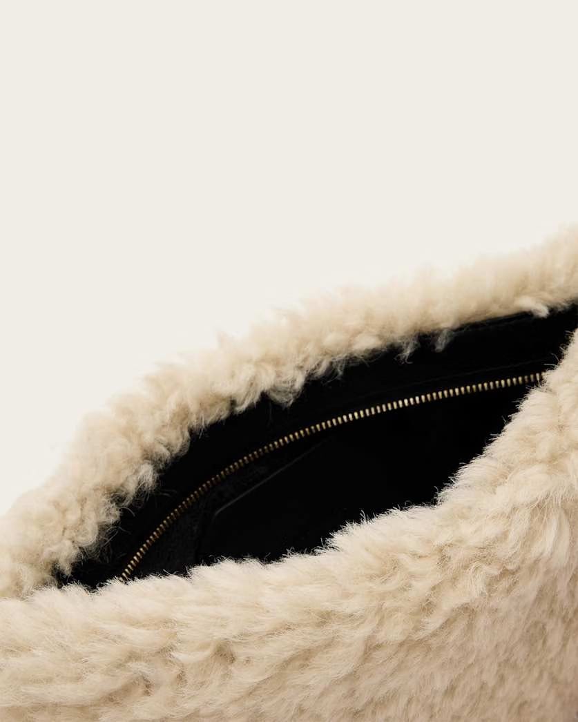 AllSaints Bettina Shearling Clutch Bag Women's Natural Women's