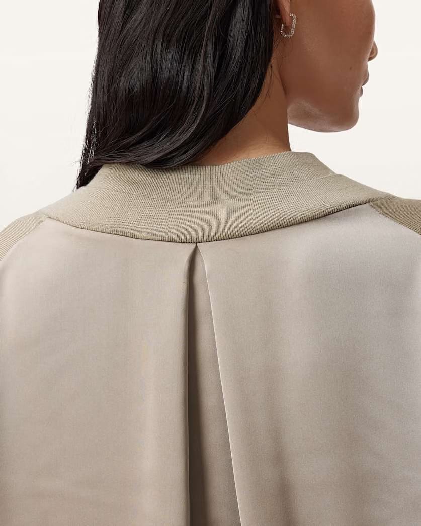 AllSaints Bern V Neck Wool Sweater Women's Taupe Grey Women's