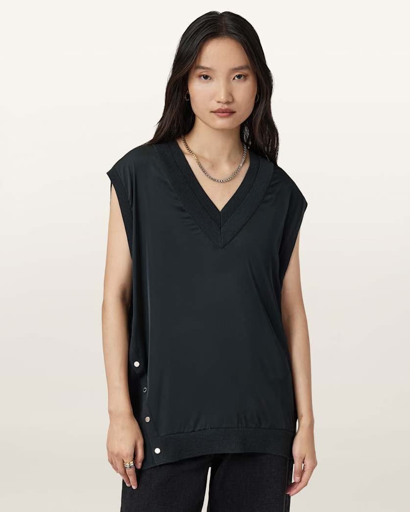 AllSaints Bern Studded Wool Tank Women's Collegiate Blue Women's