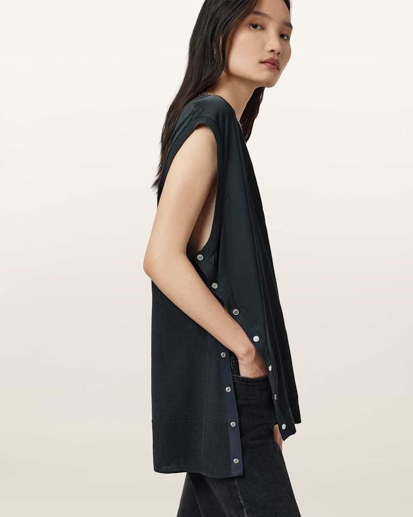 AllSaints Bern Studded Wool Tank Women's Collegiate Blue Women's