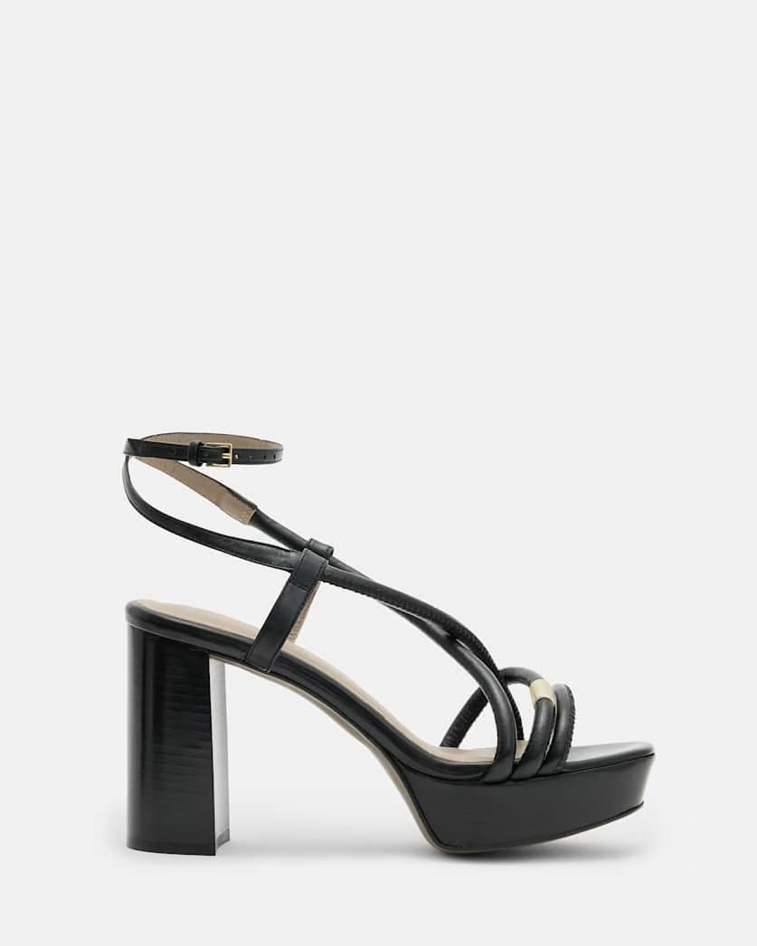 AllSaints Bella Leather Platform Heel Women's Black Women's