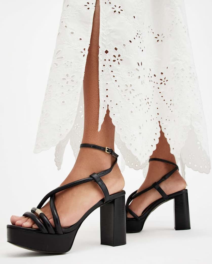 AllSaints Bella Leather Platform Heel Women's Black Women's