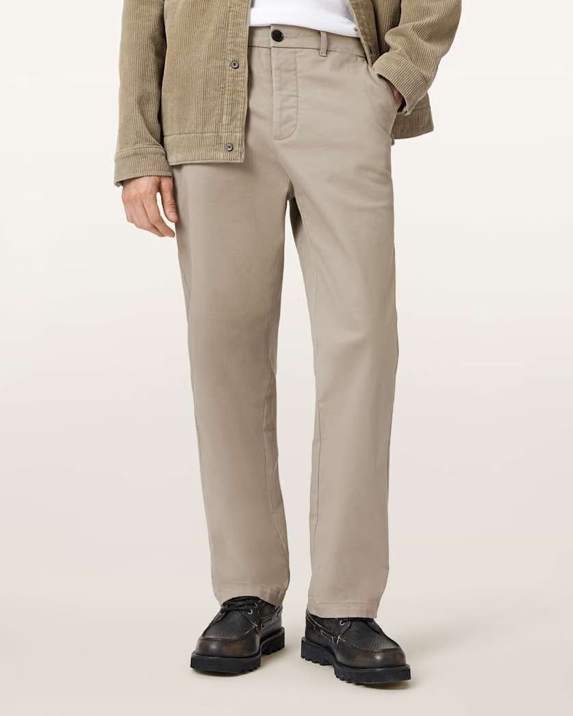AllSaints Beckley Slim Fit Chinos Pebble Brown