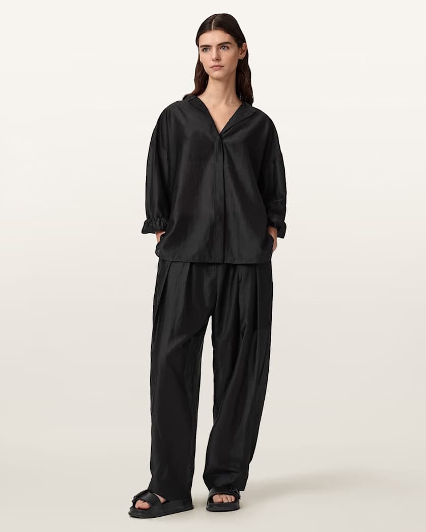 AllSaints Becca Wide Leg Sheer Pants Women's Black Women's