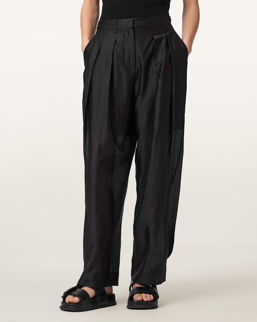 AllSaints Becca Wide Leg Sheer Pants Women's Black Women's