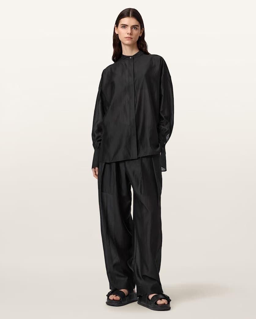 AllSaints Becca Wide Leg Sheer Pants Women's Black Women's