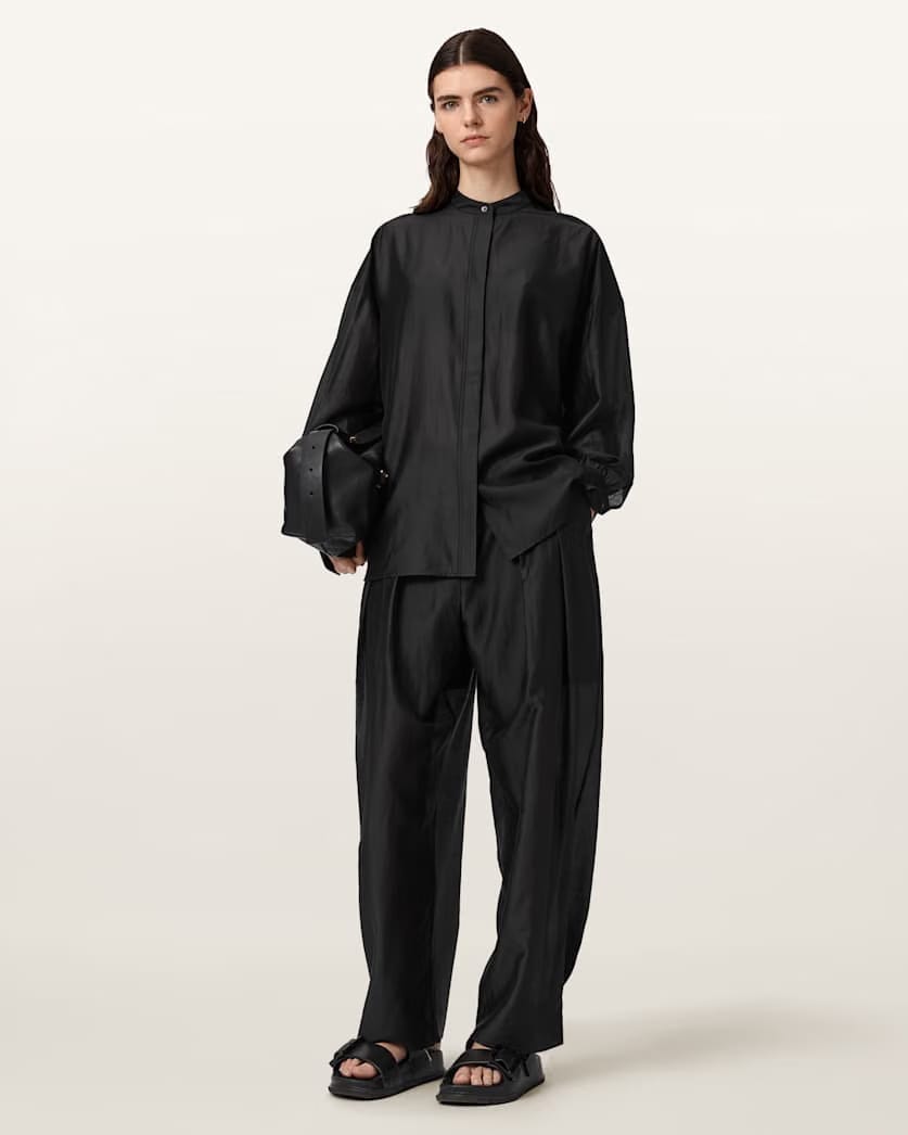 AllSaints Becca Wide Leg Sheer Pants Women's Black Women's