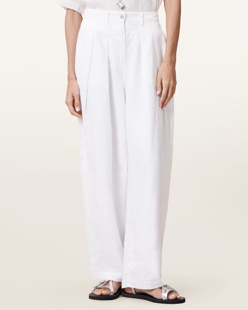 AllSaints Becca Linen Barrel Leg Pants Women's Antique White Women's