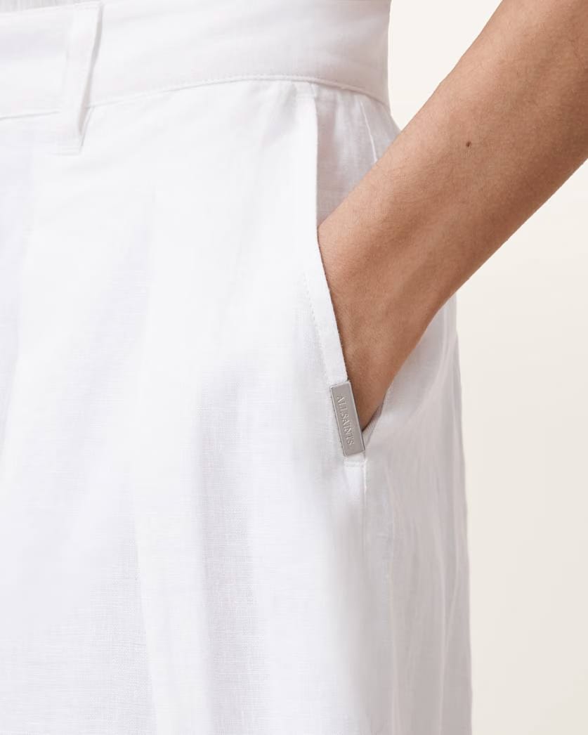 AllSaints Becca Linen Barrel Leg Pants Women's Antique White Women's