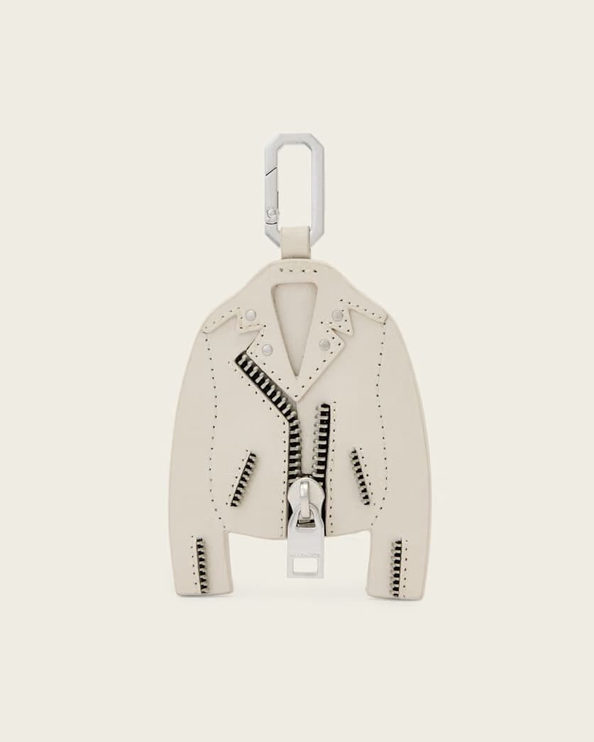 AllSaints Balfern Leather Keyring Women's Ivory White/Silver Women's