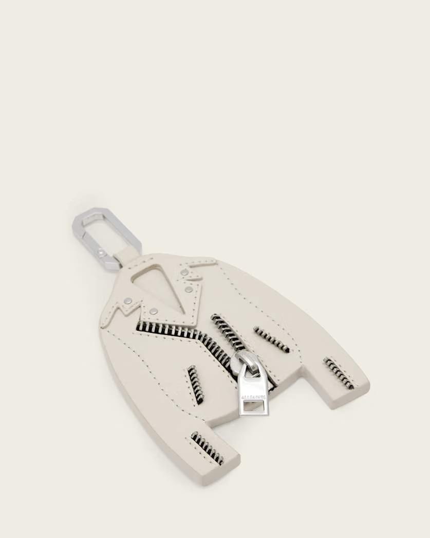 AllSaints Balfern Leather Keyring Women's Ivory White/Silver Women's