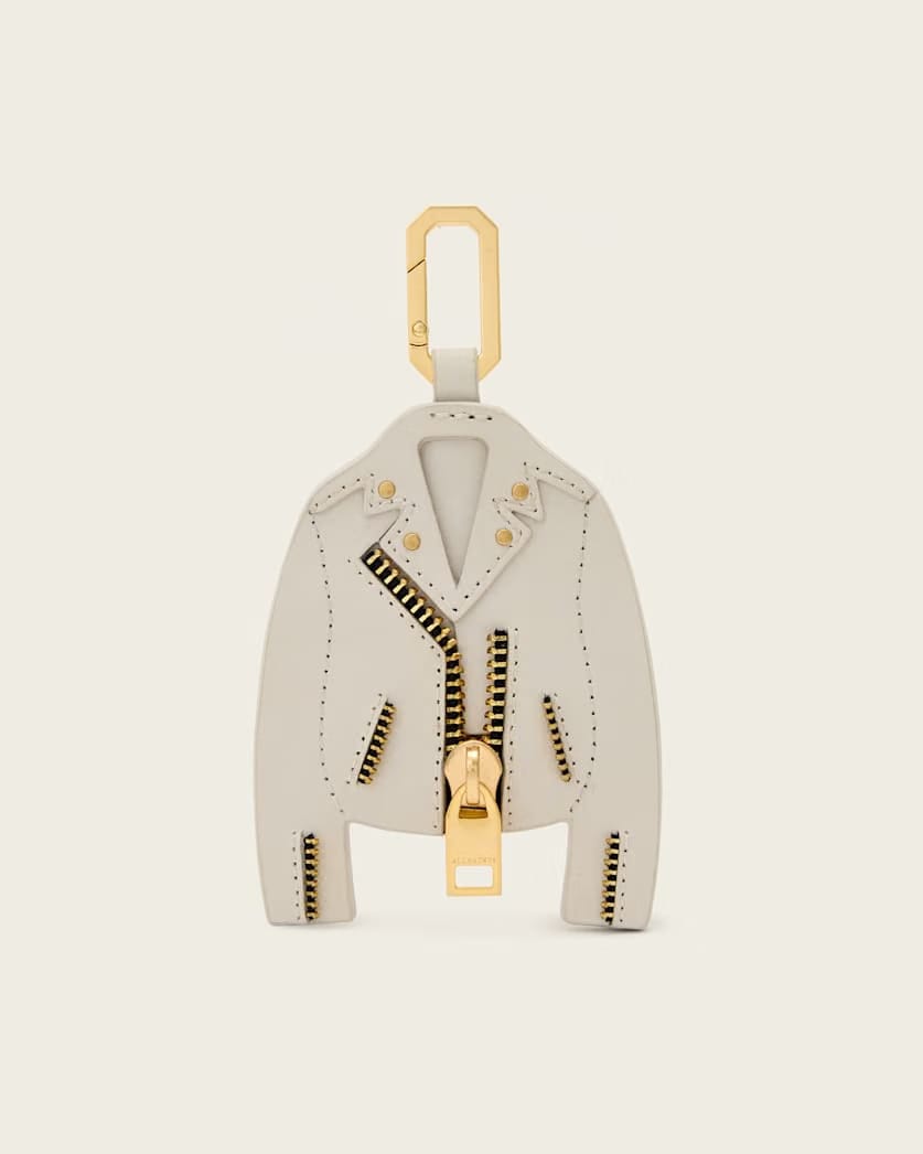 AllSaints Balfern Leather Keyring Women's Ivory White/Gold Women's