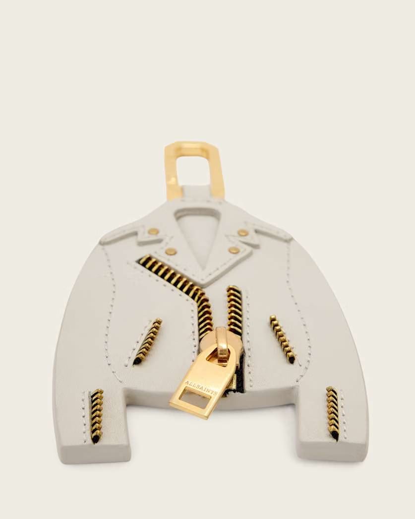 AllSaints Balfern Leather Keyring Women's Ivory White/Gold Women's
