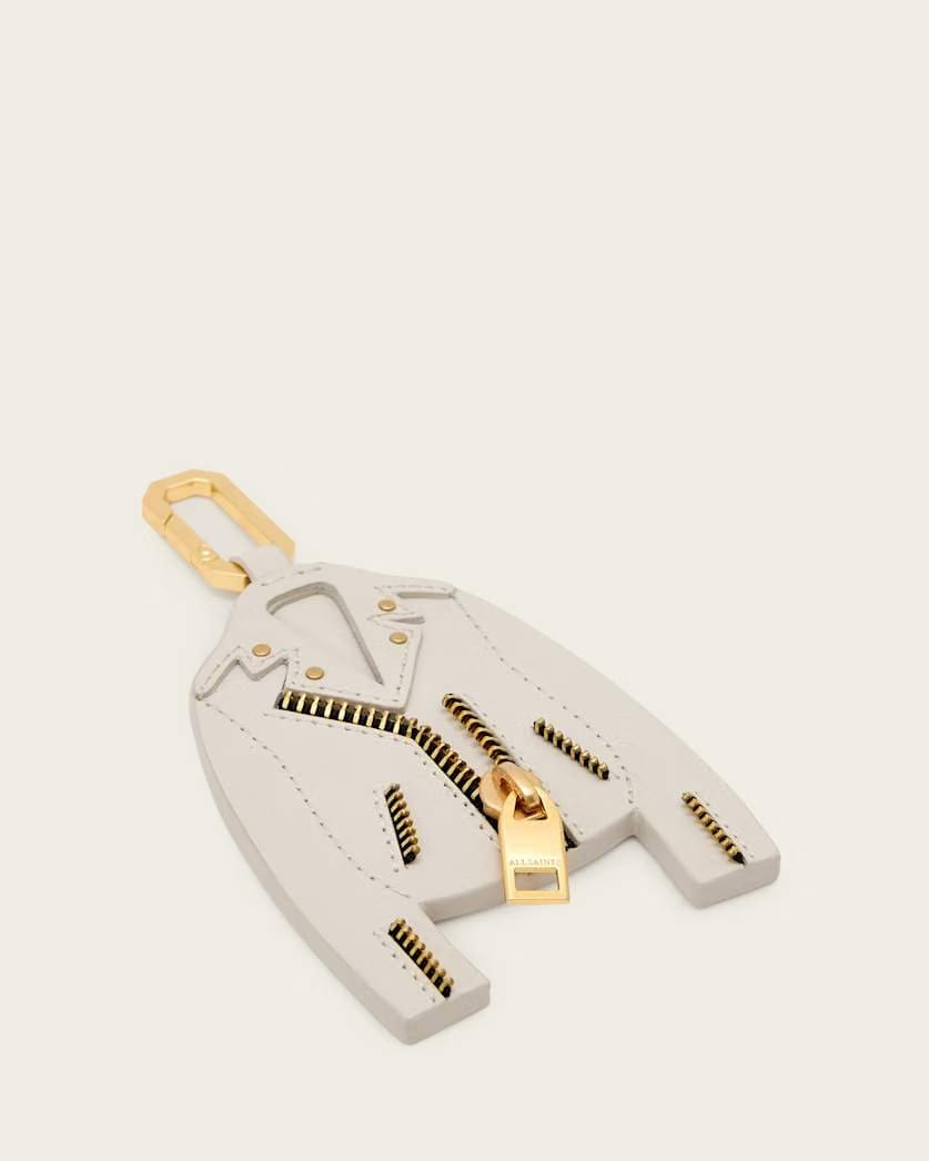 AllSaints Balfern Leather Keyring Women's Ivory White/Gold Women's