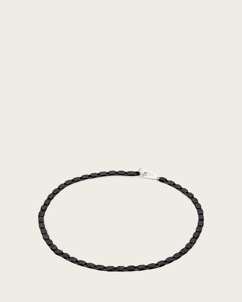 AllSaints Axel Hexagon Chain Necklace Warm Silvr/Drk Hem
