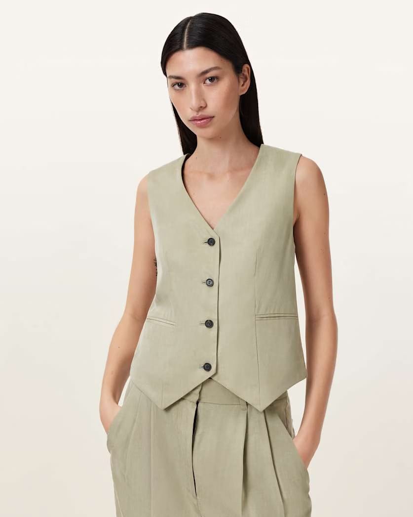 AllSaints Averie Tencel Relaxed Fit Vest Women's Sage Green Women's