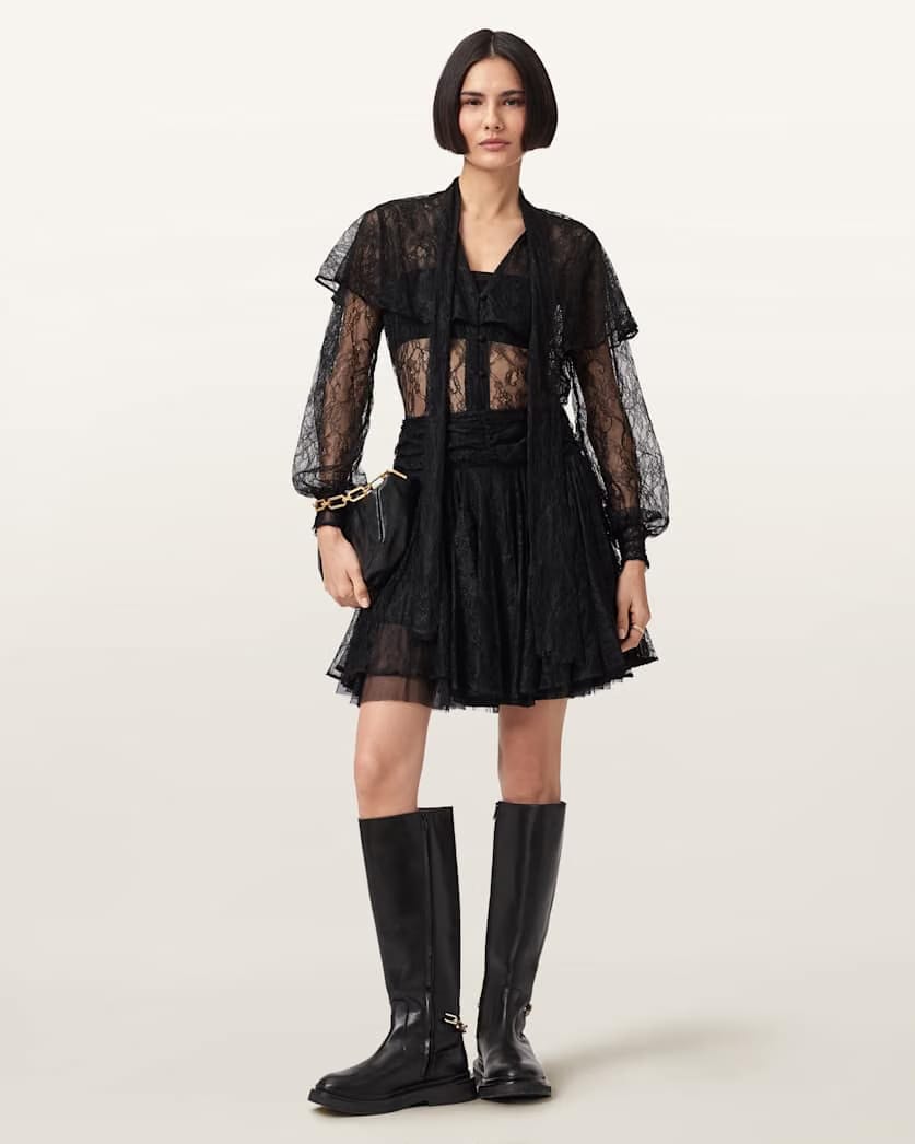 AllSaints Athena Lace Shirt Women's Black Women's
