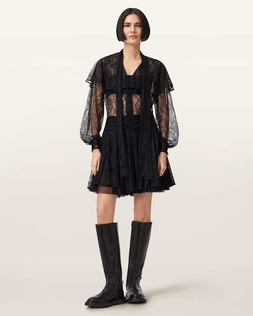 AllSaints Athena Lace Shirt Women's Black Women's