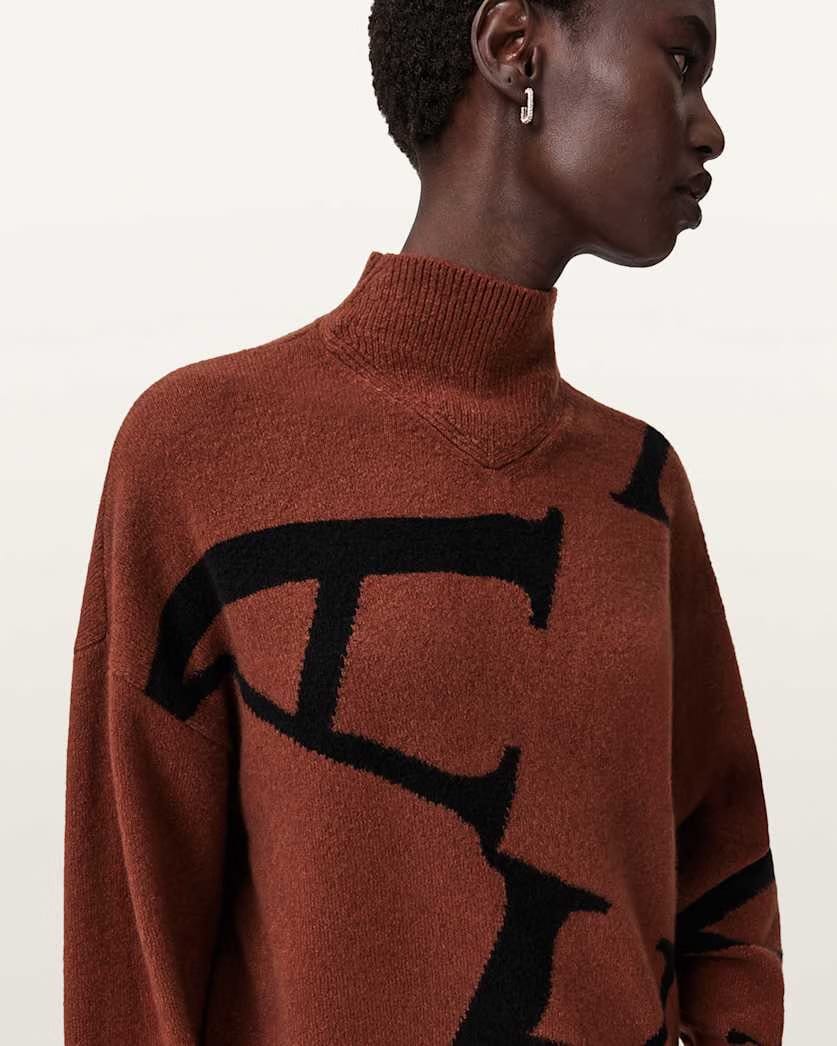AllSaints A Star Wool Blend Sweater Women's Black/White Women's
