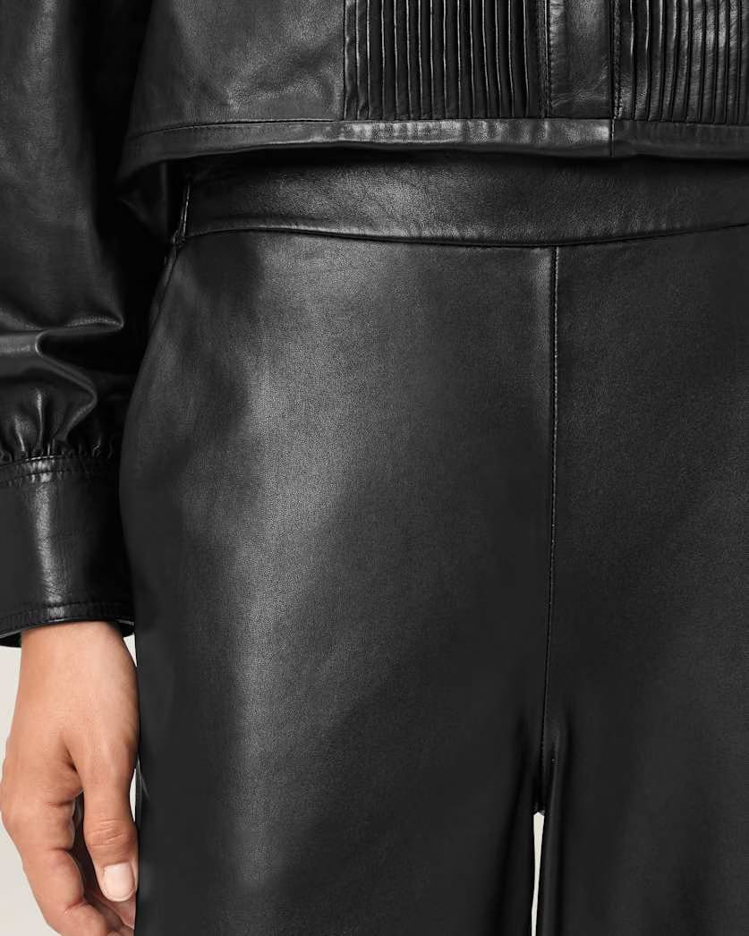AllSaints Ash Wide Leg Leather Pants Women's Black Women's