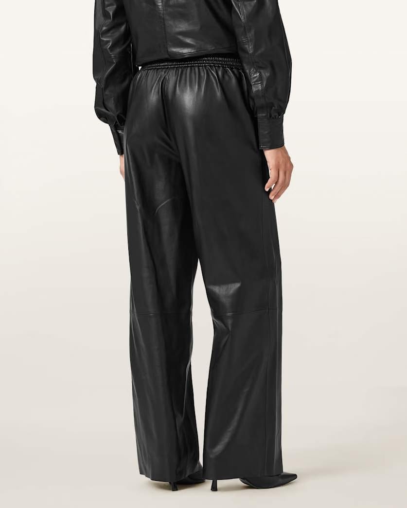 AllSaints Ash Wide Leg Leather Pants Women's Black Women's