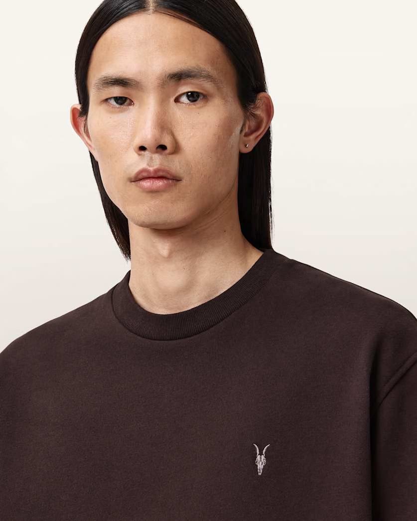 AllSaints Asher Ramskull Boxy Sweatshirt Misty Blue