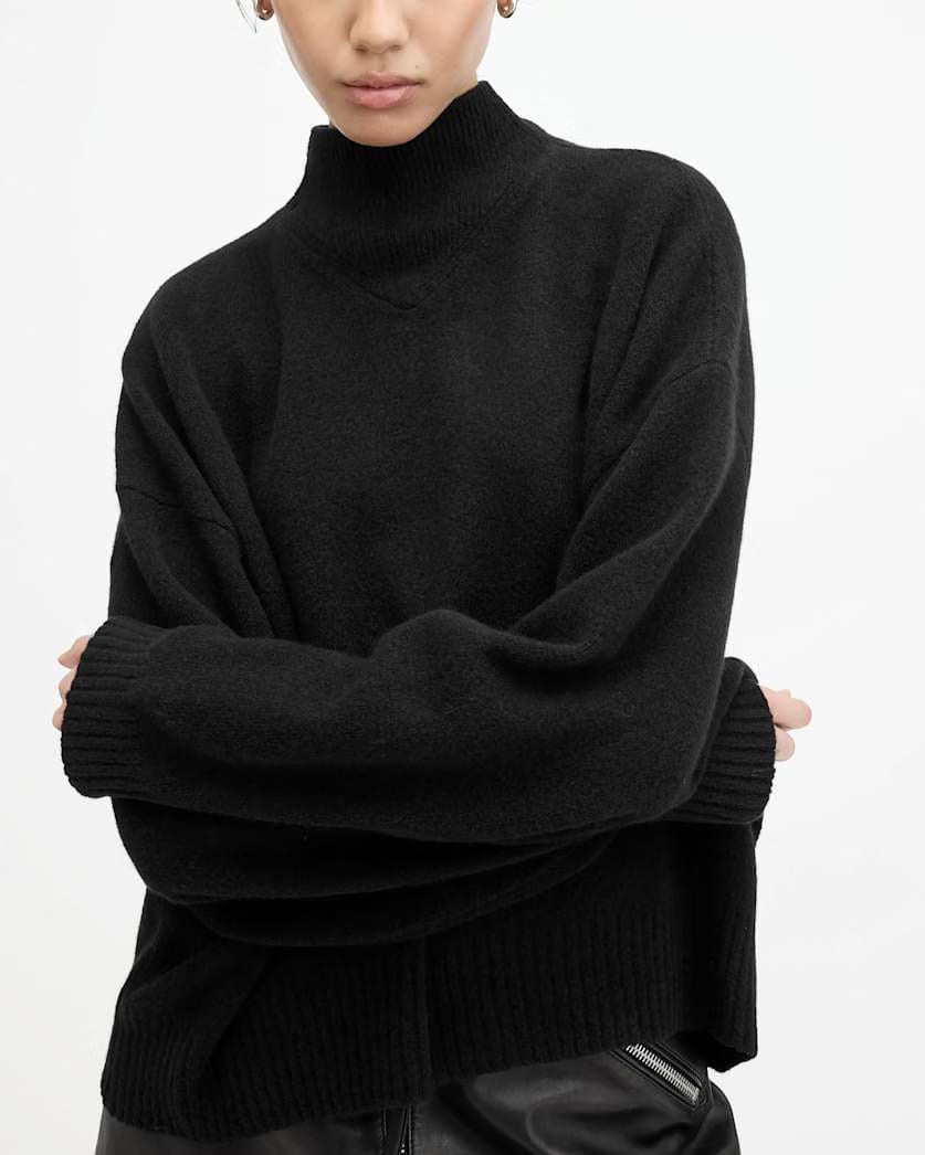 AllSaints Asha Soft Fluffy Sweater Women's Black Women's