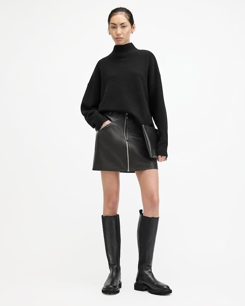 AllSaints Asha Soft Fluffy Sweater Women's Black Women's