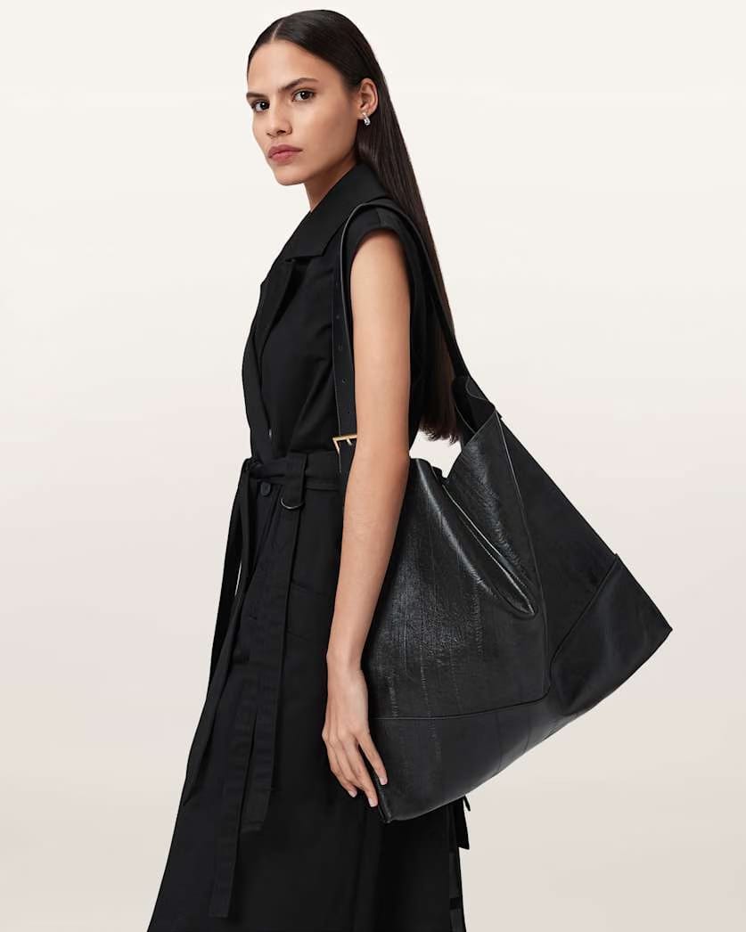 AllSaints Asha Leather Shoulder Bag Women's Black Women's