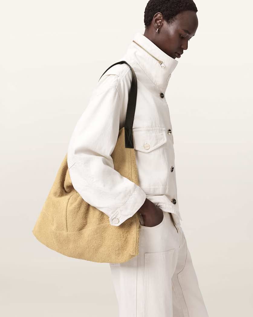 AllSaints Asha Leather Shoulder Bag Women's Sahara White Women's