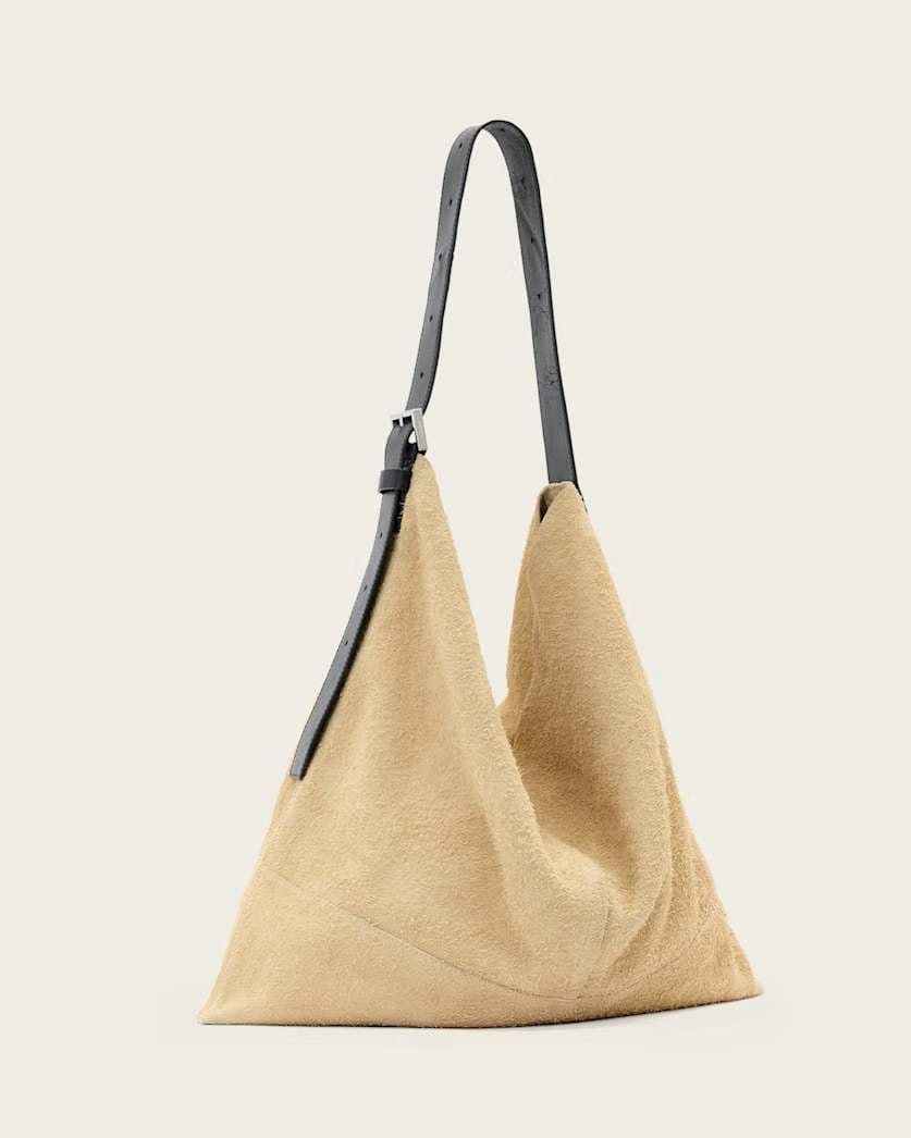 AllSaints Asha Leather Shoulder Bag Women's Sahara White Women's