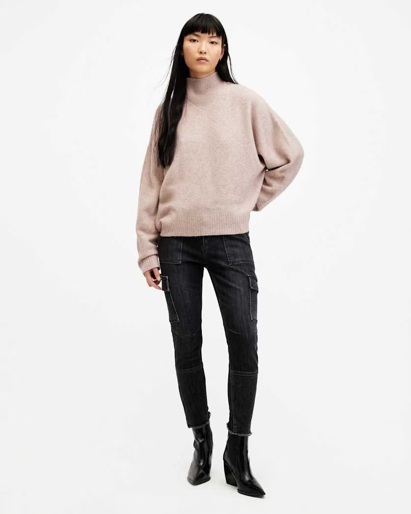 AllSaints Asha High Neck Sweater Women's Pashmina Pink Women's