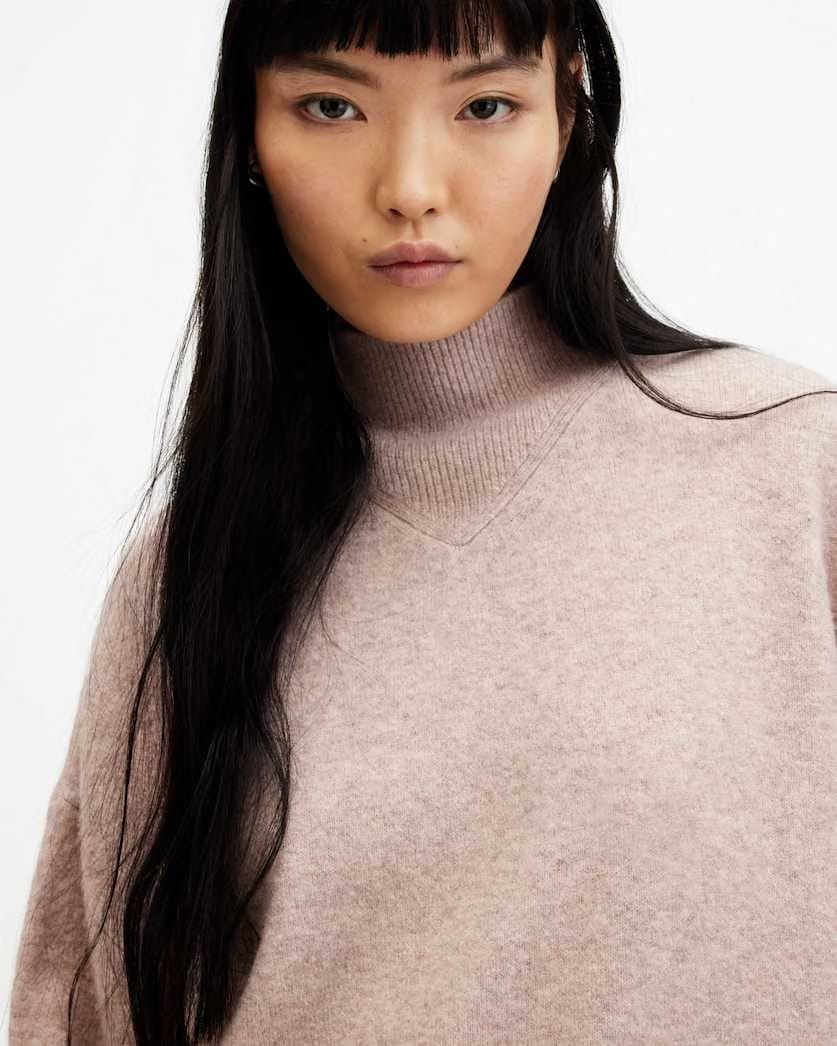 AllSaints Asha High Neck Sweater Women's Pashmina Pink Women's