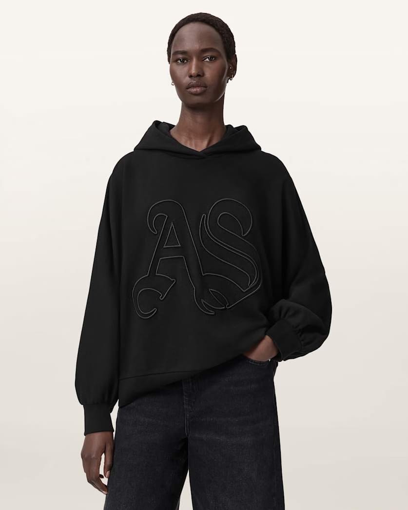 AllSaints Artia Embos Relaxed Hoodie Women's Black Women's