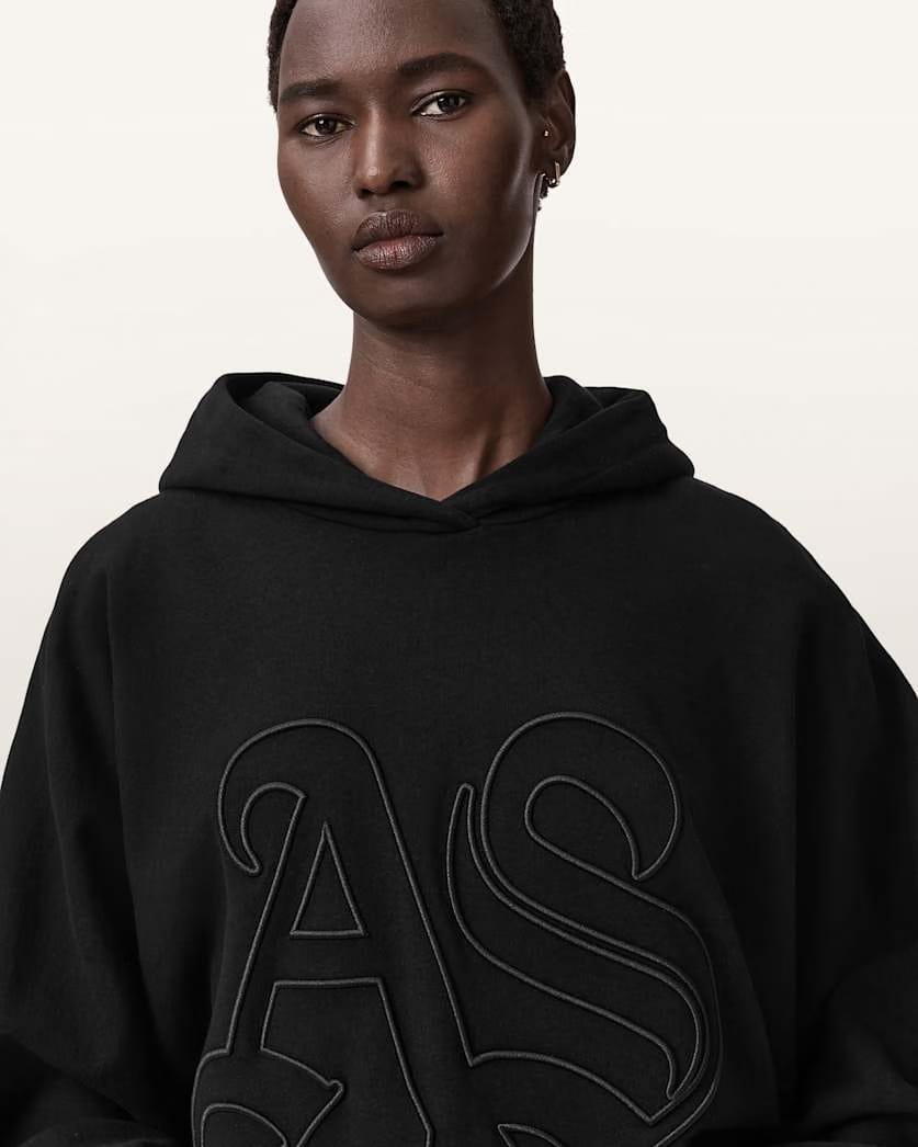AllSaints Artia Embos Relaxed Hoodie Women's Black Women's