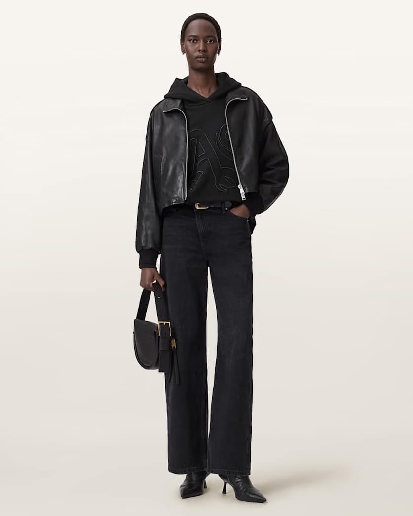 AllSaints Artia Embos Relaxed Hoodie Women's Black Women's