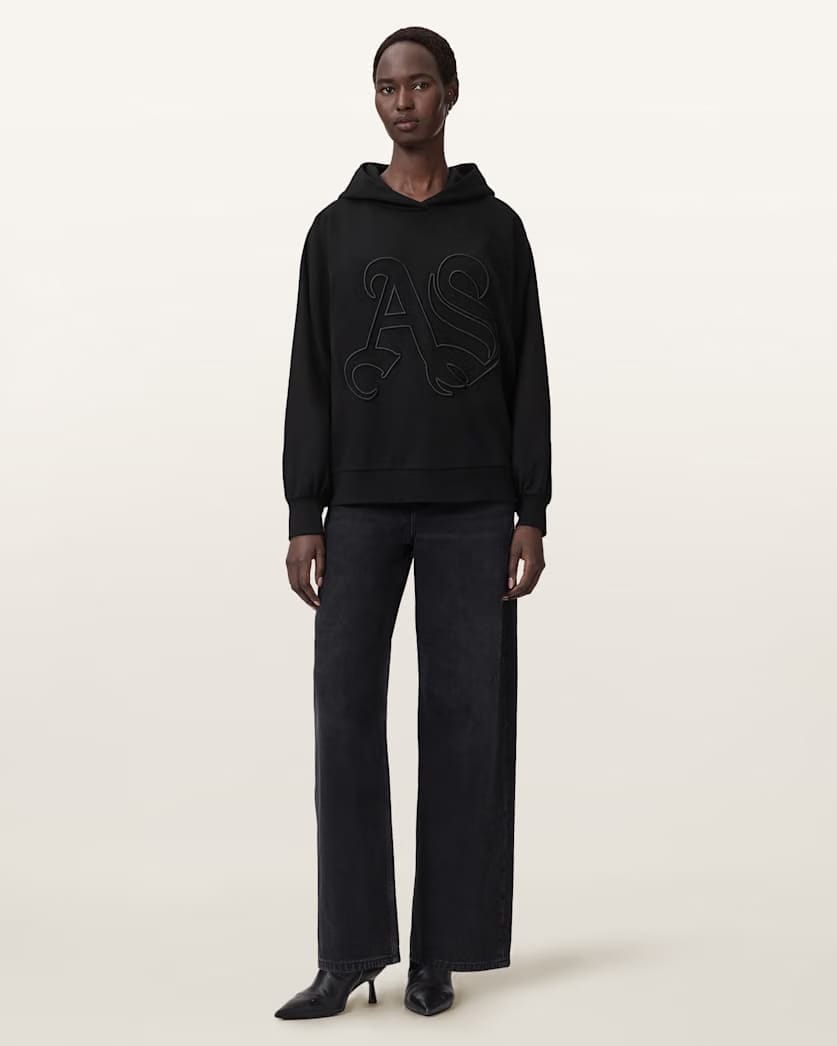 AllSaints Artia Embos Relaxed Hoodie Women's Black Women's