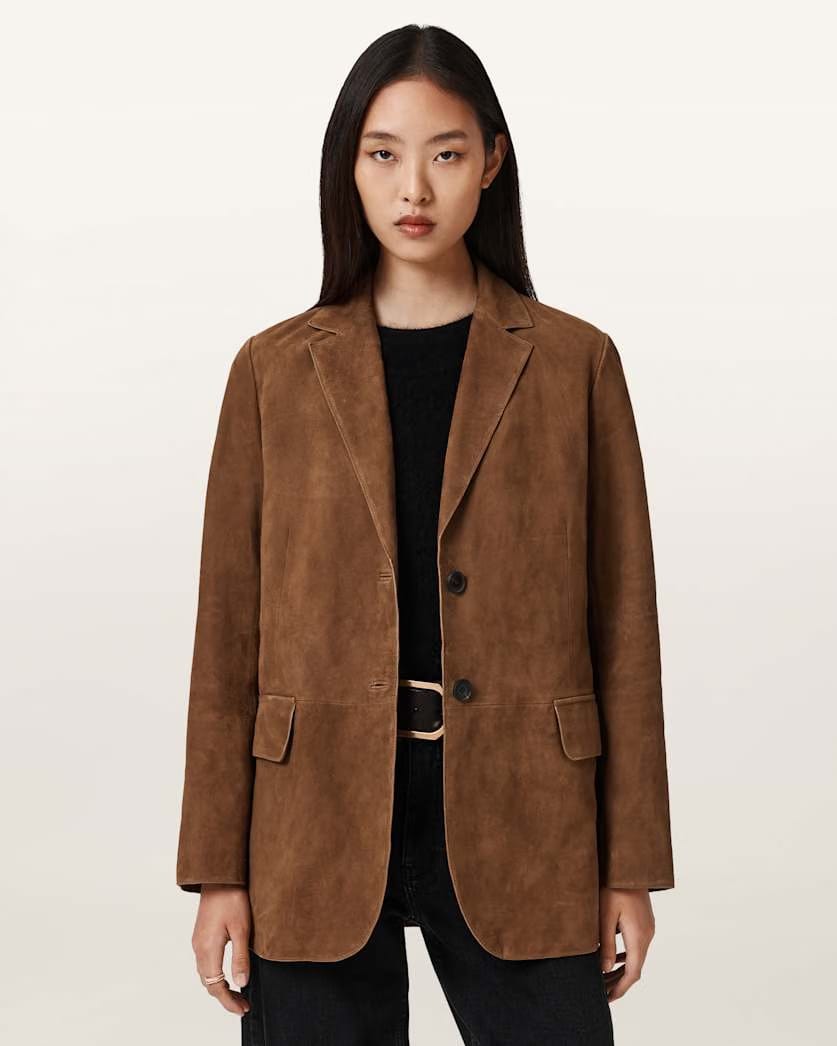 AllSaints Arna Suede Blazer Women's Sugar Brown Women's