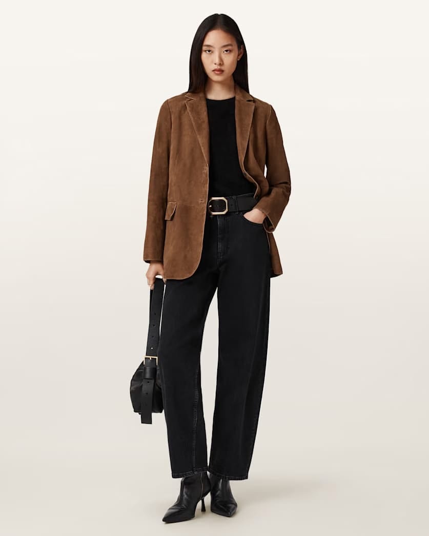 AllSaints Arna Suede Blazer Women's Sugar Brown Women's