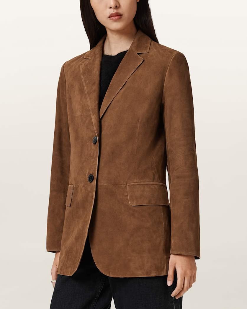 AllSaints Arna Suede Blazer Women's Sugar Brown Women's