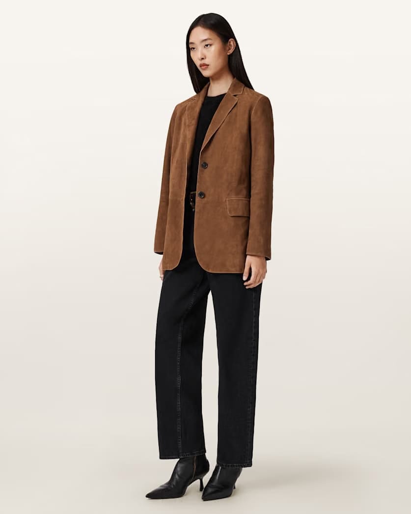 AllSaints Arna Suede Blazer Women's Sugar Brown Women's