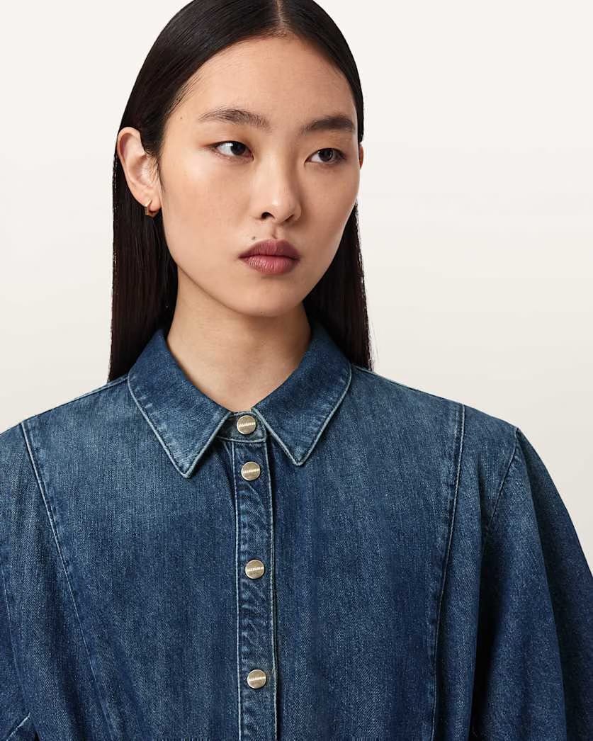 AllSaints Arlo Denim Mini Dress Women's Mid Indigo Women's