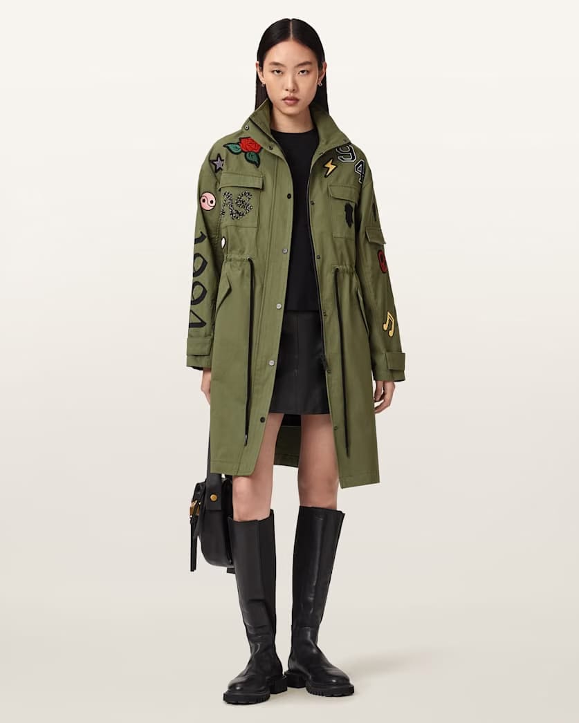 AllSaints Ariaa Parka Jacket Women's Khaki Green Women's