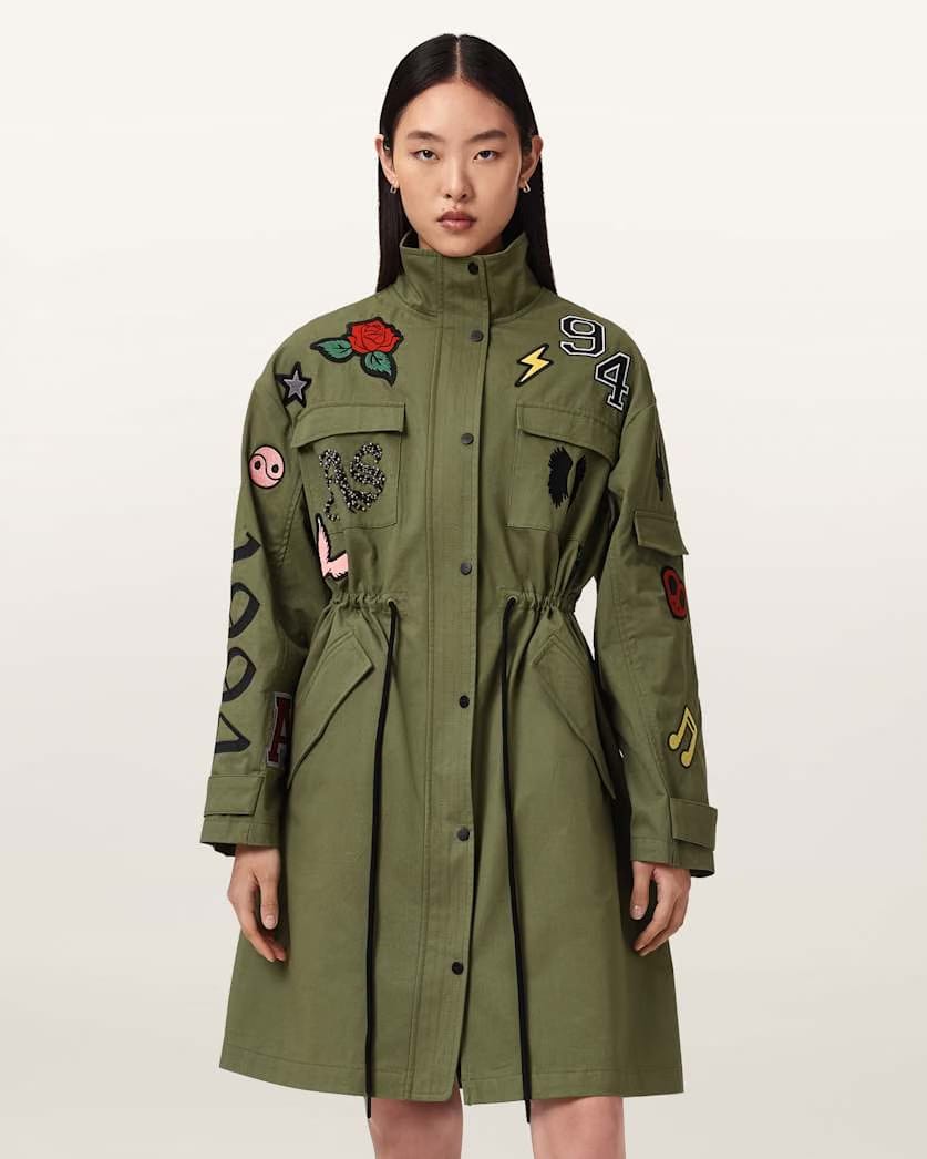 AllSaints Ariaa Parka Jacket Women's Khaki Green Women's