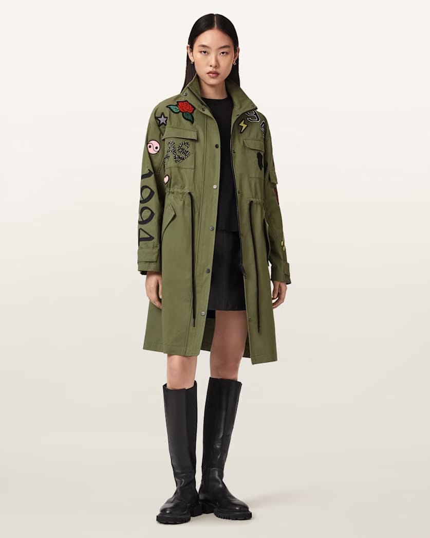 AllSaints Ariaa Parka Jacket Women's Khaki Green Women's