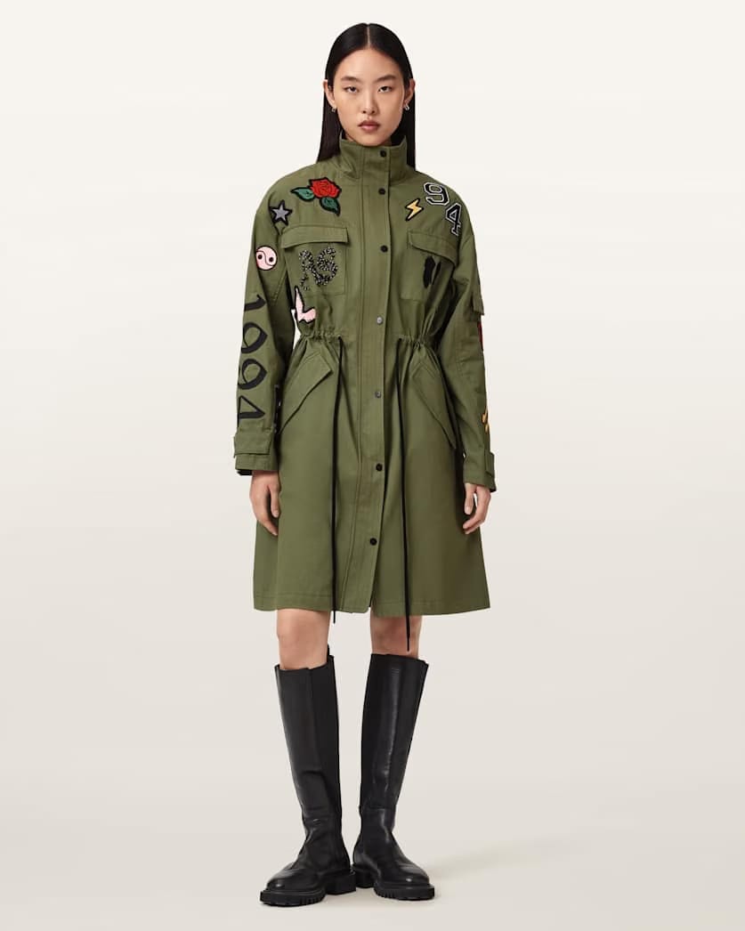 AllSaints Ariaa Parka Jacket Women's Khaki Green Women's