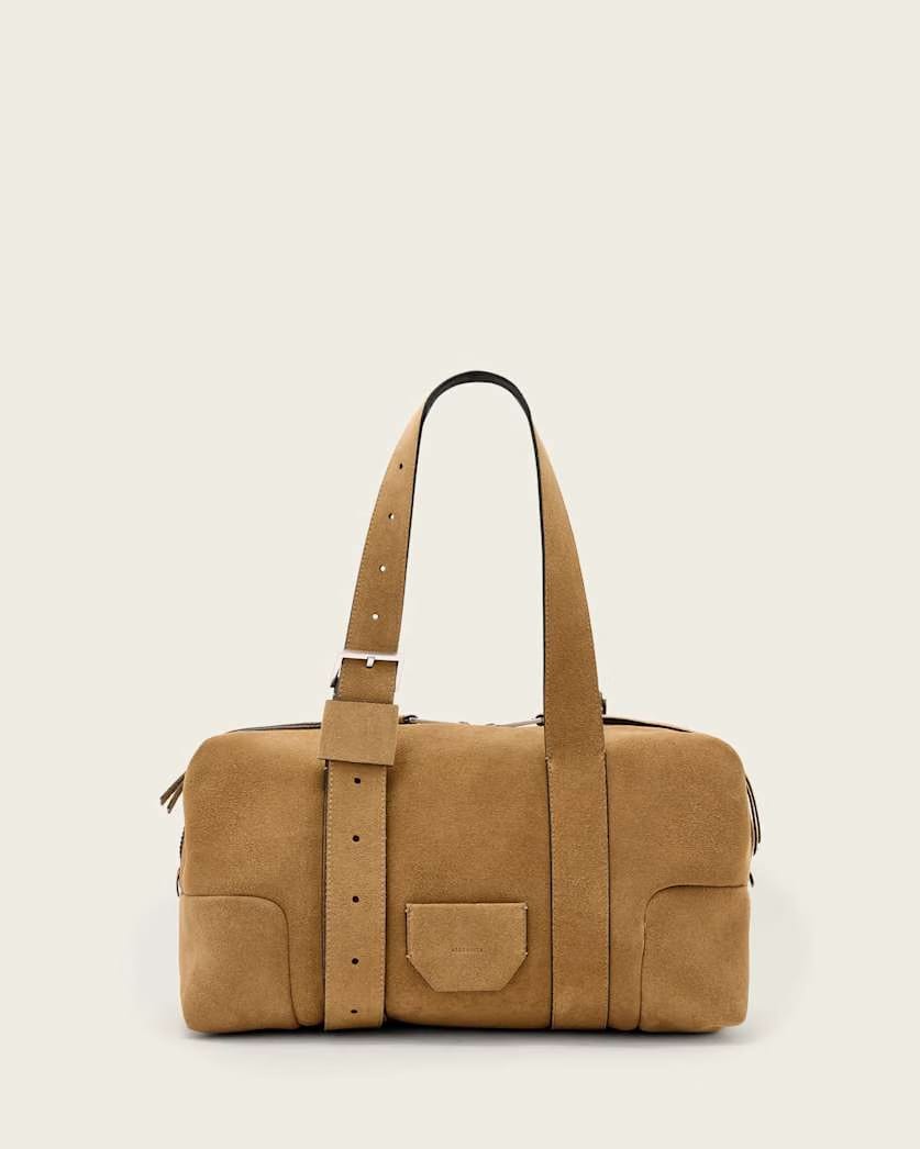 AllSaints Ares Suede Shoulder Bag Women's Biscuit Brown Women's